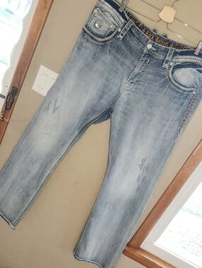 Rock Revival Jeans Men Waist 42 Blue Raynon Straight Fit Denim Pants